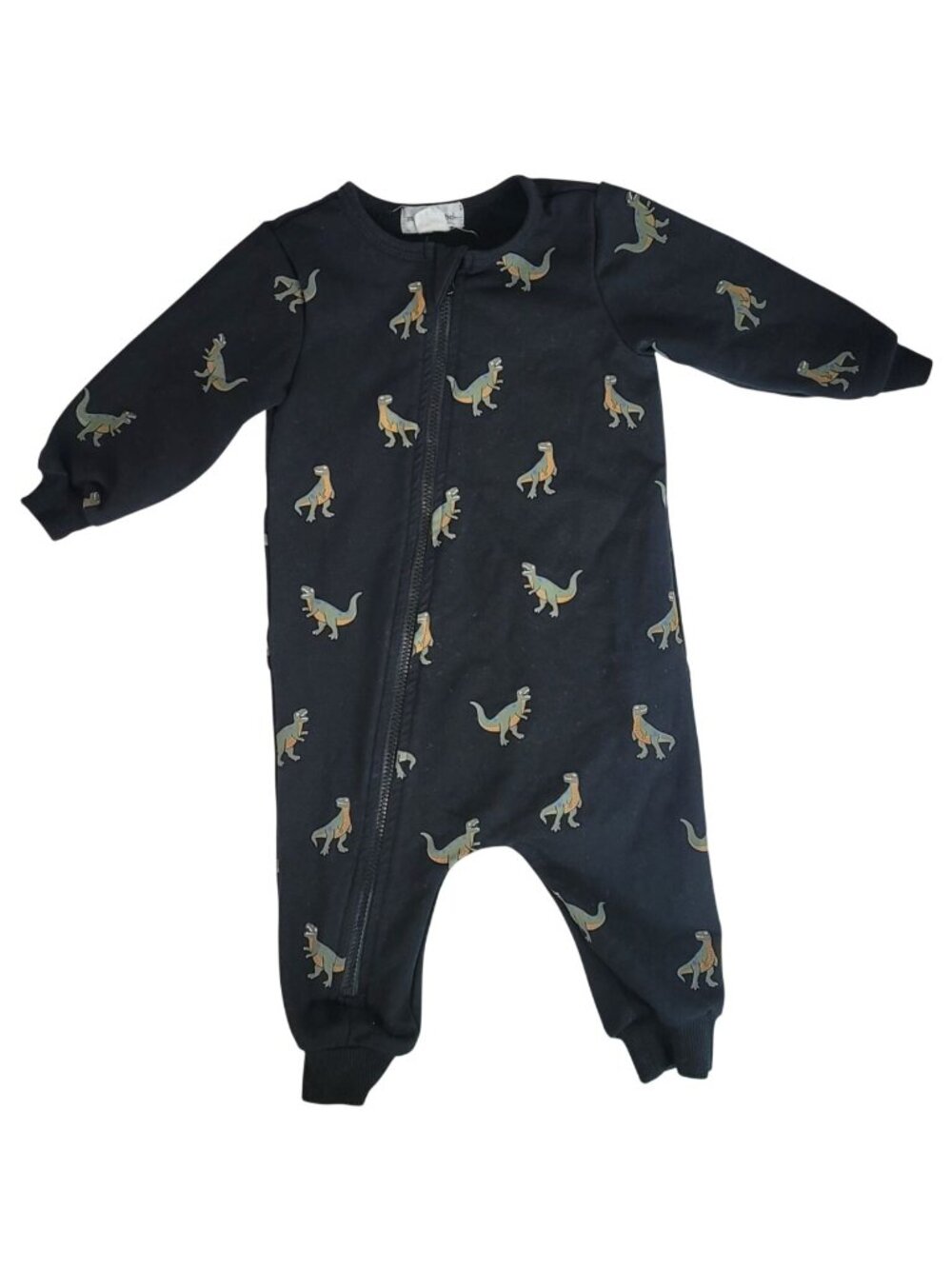 Miles the Label Dinosaur TRex Sleeper Black 6M Long Sleeve Zipper Organic Cotton